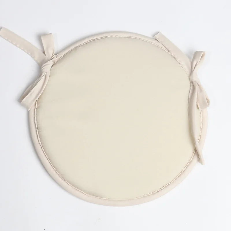 1pc Circular Strap Thickened Sponge Chair Cushion Simple Fabric Dining Chair Cushion With Straps Outdoor Picnic Seat Cushion