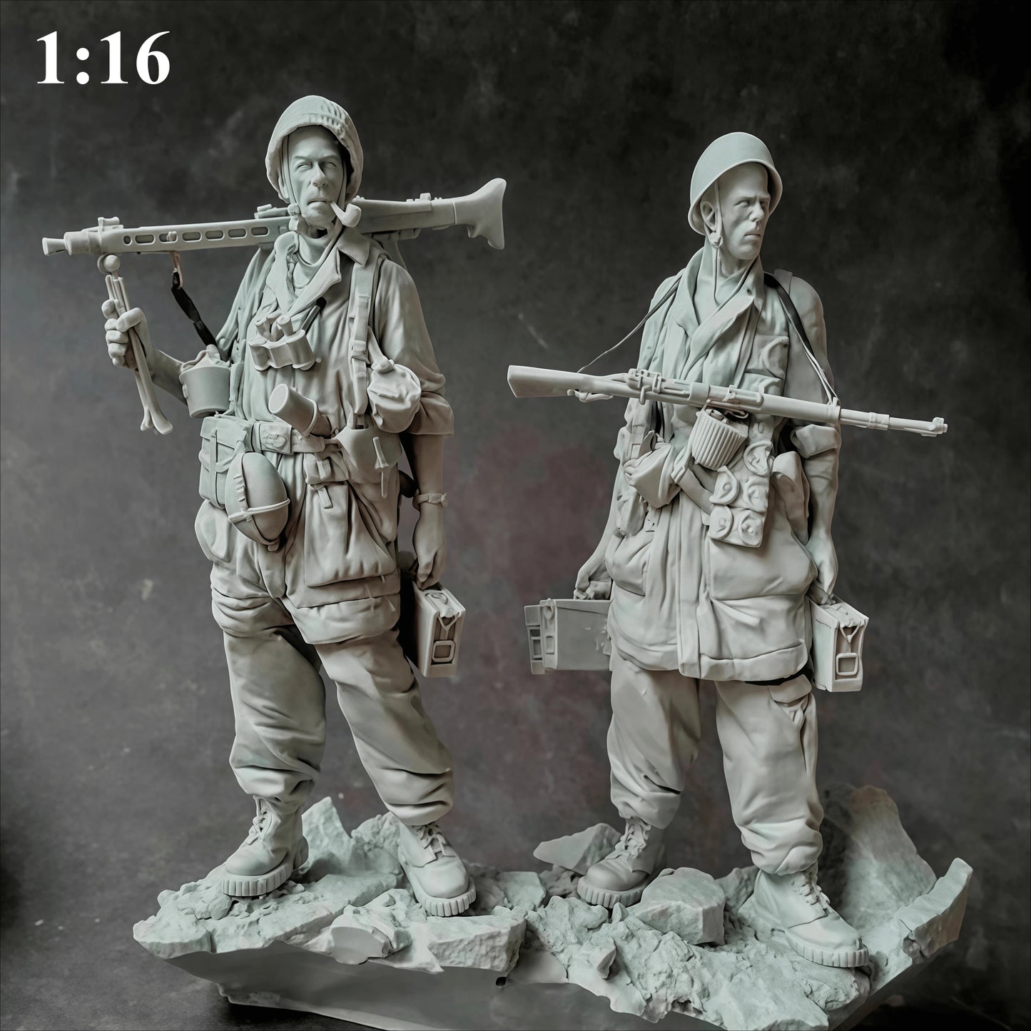 1: 16 Cast Resin Model GK, 2 French Infantry, Unpainted, Needs To Be Assembled