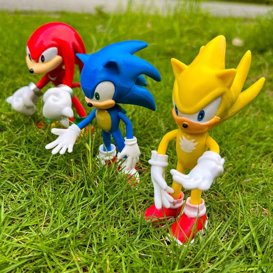 5pcs Set Cute Sonic PVC Character Toy Hedgehog Shadow Tail Figure 14cm Model