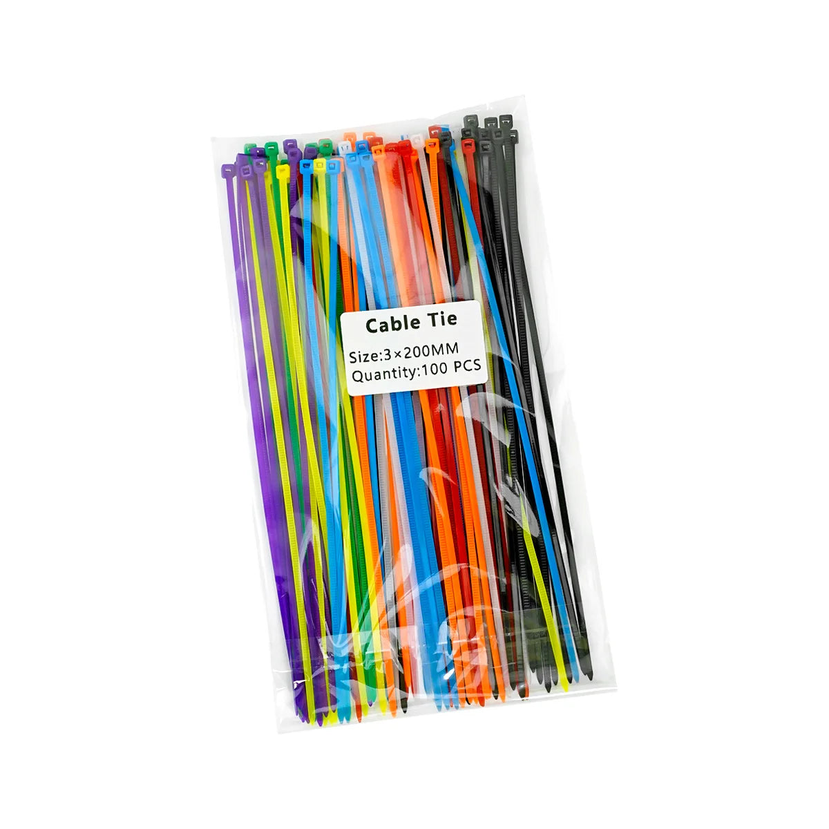 2.5×200mm Size 100Pcs/Bag Multicolor Slef-Locking Nylon Cable Tie Quickly Bundle Plastice Loop Wire Wrap Zip ties