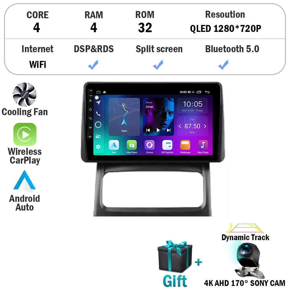 Android 15 Car Radio Carplay For Renault Clio 2 BB CB 2001 - 2012 Navigation GPS Android Auto Screen Stereo 5G Wifi BT DSP