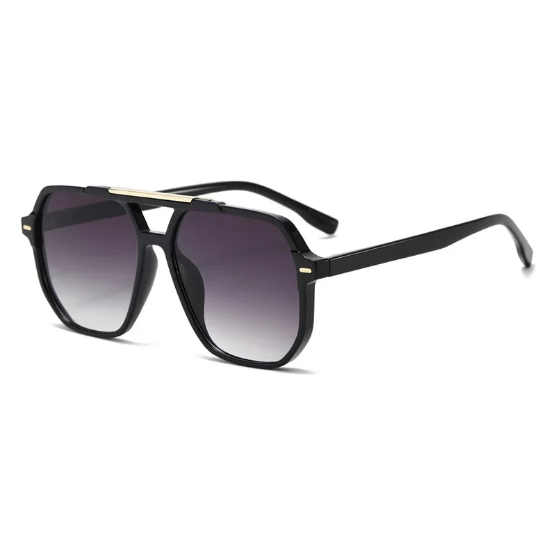 JNPCXI New Retro Double Bridges Square Women Sunglasses Fashion Green Pink Gradient Shades UV400 Men Rivets Sun Glasses