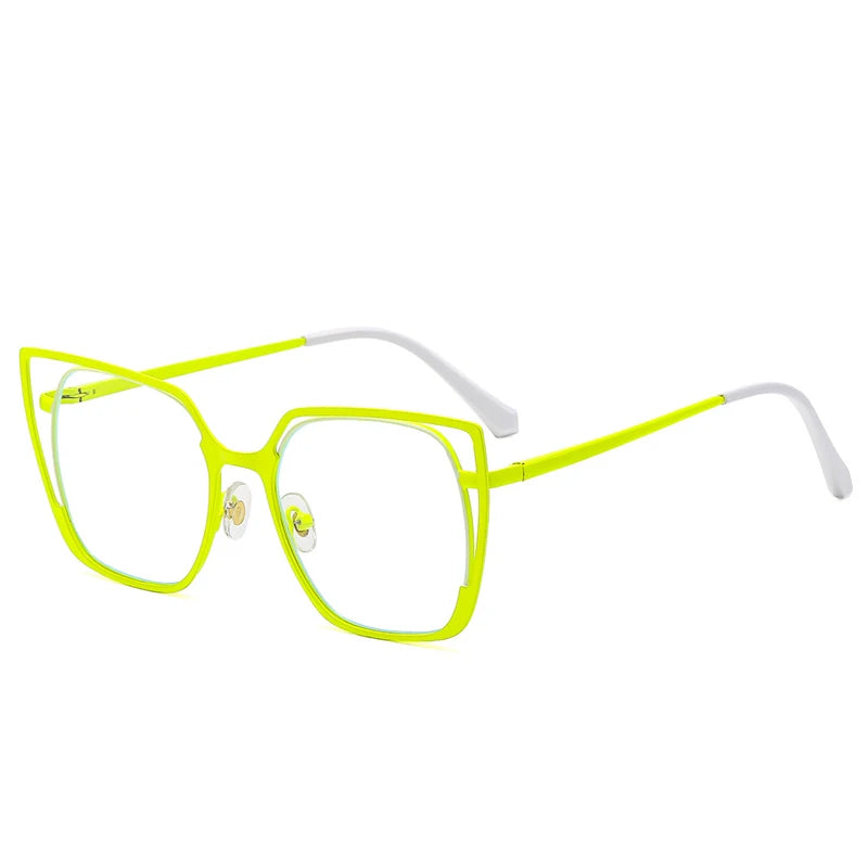 JNPCXI New Square Hollow Out Large Frame Flat Mirror 2026 New Anti Blue Light Fashion Glasses Frame