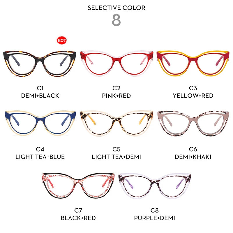 JNPCXI New Fashion TR90 Cat Eye Women Anti Blue Light Glasses Frame Retro Men Optical Luxury Eyewear