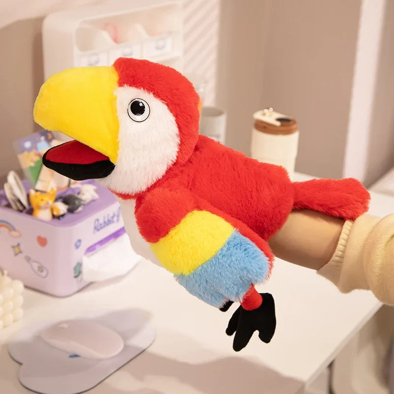 New 6 Style Toucan Hand Puppet Plush Toys Kindergarten Performance Hand Control Toucan Parrot Bald Eagle Peacock Owl Flamingo