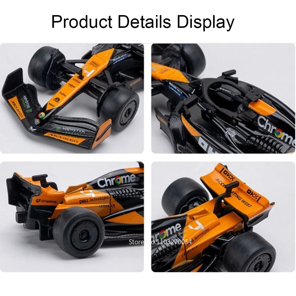 1:43 Scale F1 Racing Car Miniature Model Alloy Diecast Toys Rear Wheel Return Force Rubber Tires Vehcie Children's Holiday Gifts
