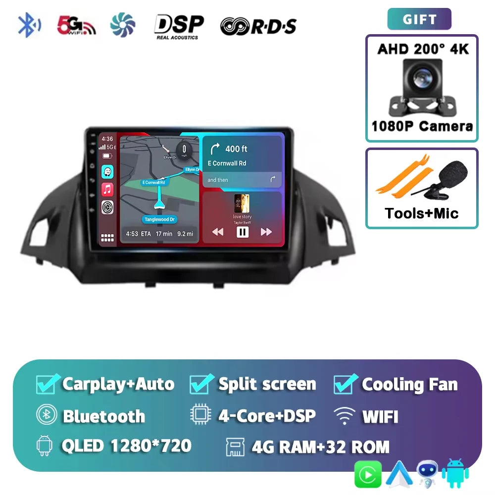For Ford Kuga 2 Escape 3 2012 - 2019 Android 15 Car Radio Multimidia Video Player WIFI+4G 2din Navigation GPS Head Unit Stereo