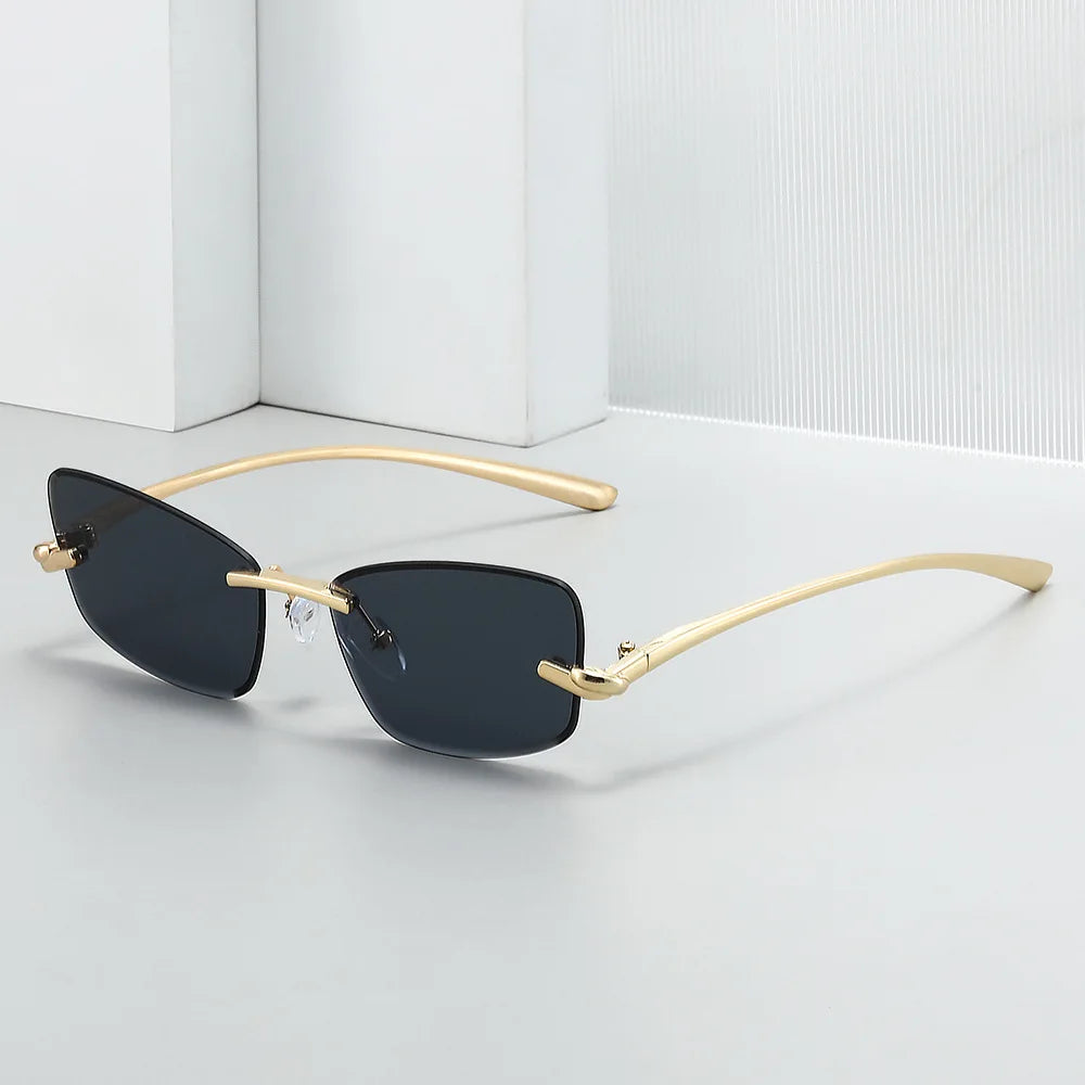 JNPCXI 2026 New Luxury Butterfly Sunglasses for Women Rimless Tint Lens Metal Shades Party Travel Decoration Uv400