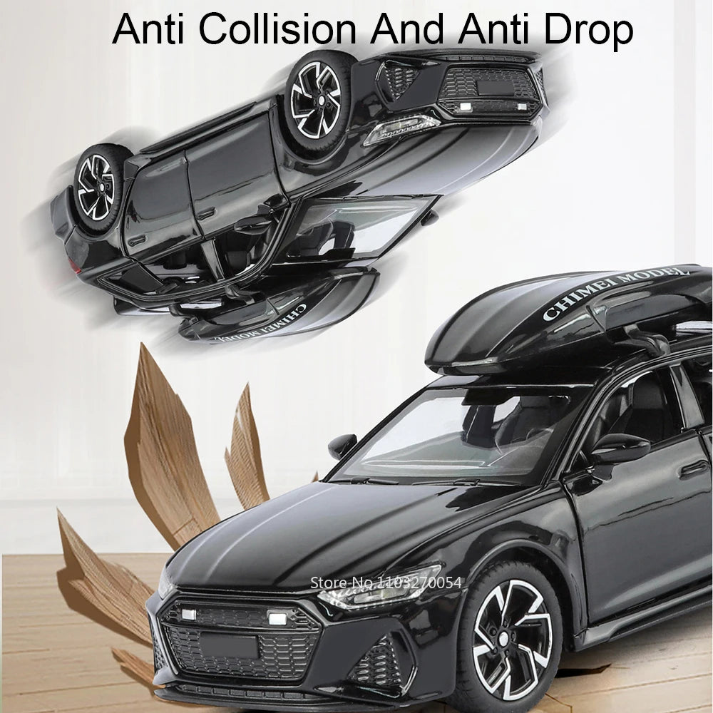 1:32 RS6 Santana Wagon Models Toys Diecast Alloy Car Doors Opened Sound Light Pull Back Miniature Vehices for Kids Festival Gift
