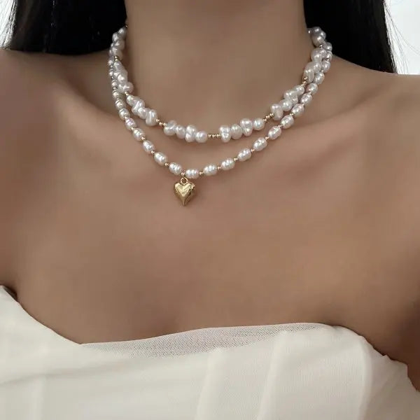 Elegant Baroque Imitation Pearl Choker Necklace for Women Retro Gold Color CCB Beads Clavicle Chain Necklace Party Daily Jewelry