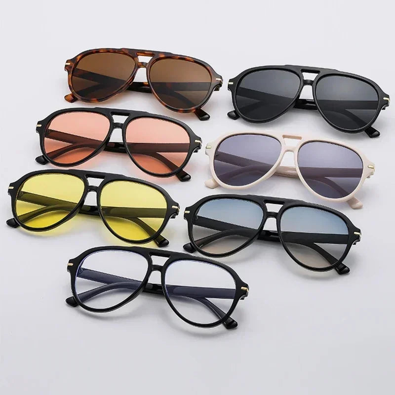 JNPCXI Square Pilot Shades Sunglasses Women Retro Red Vintage Double Bridge Sun Glasses Unisex Driving Eyewear