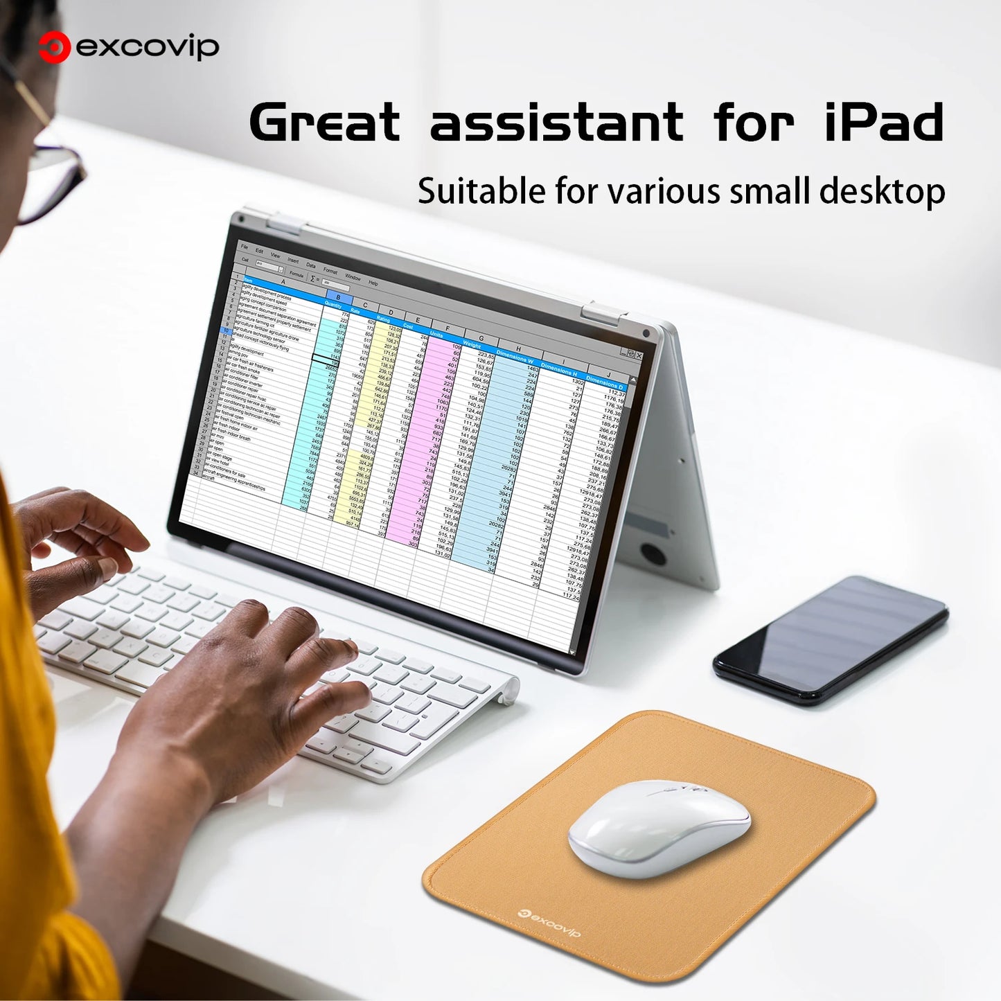 EXCO Mini Mouse Pad Office Mouse Small with Stitched Edge Non-Slip Rubber Base for Home Laptop Computer Portable Durable