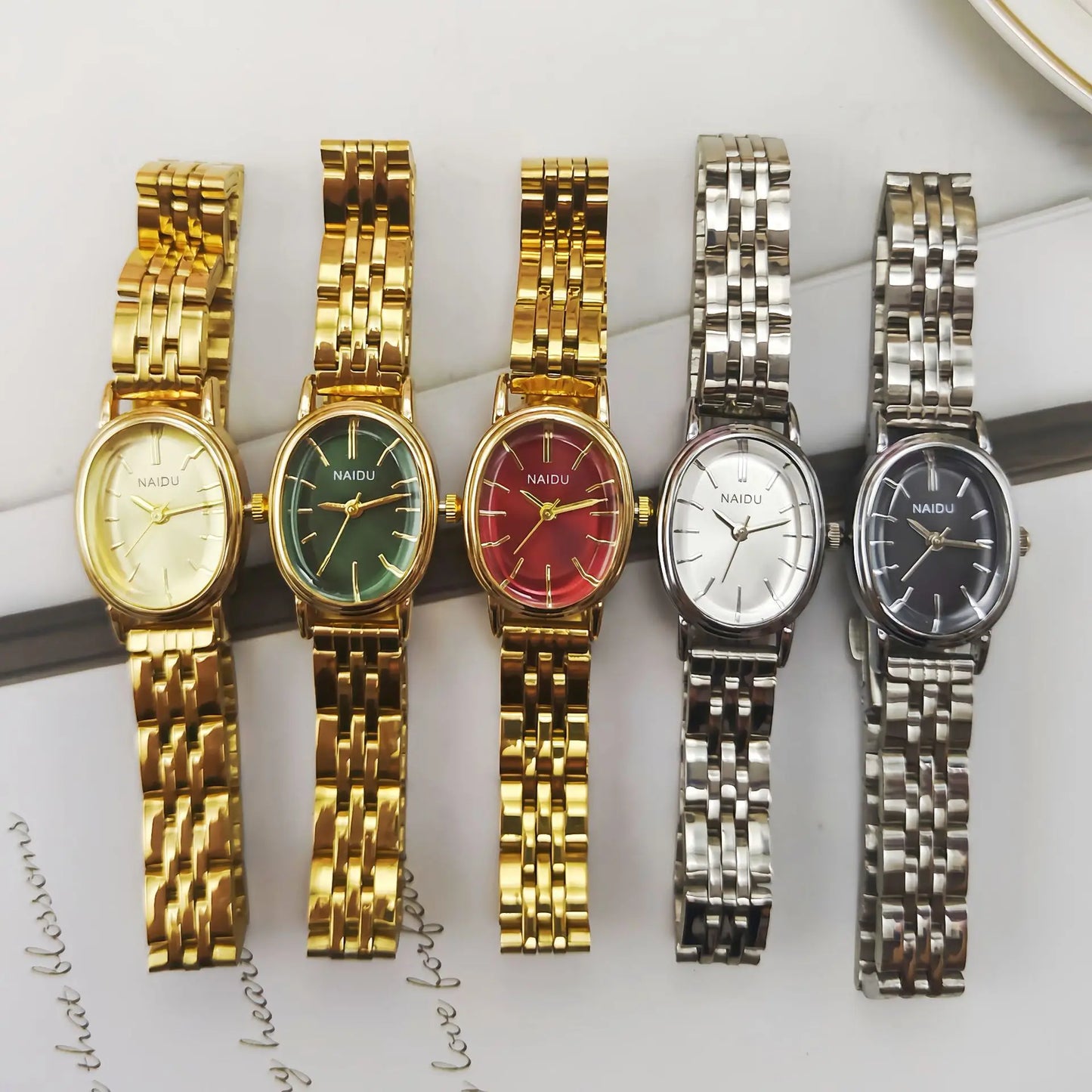 Vintage Style Fashion Oval Dial Quartz Watch Steel Strap Pointer Digital Wristwatch Women Clock Relogio Feminino Dropshipping