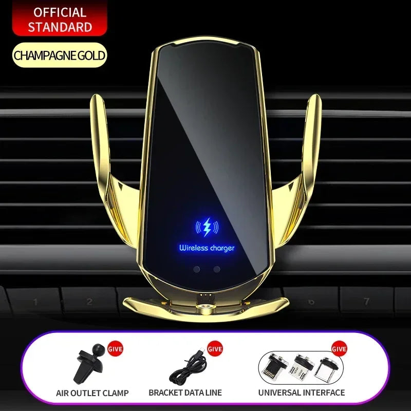 15W Car Magnetic Wireless Charger Automatic Car Mount Phone Holder For iPhone Samsung Infrared Induction Fast Charging