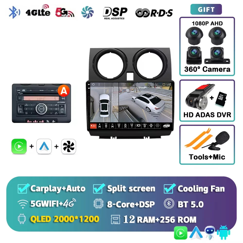 Android 15 Car Radio For Nissan Qashqai J10 2005 2006 2008 2010 2012 2014 2015 Wireless Android Auto Carplay Multimedia Player 2