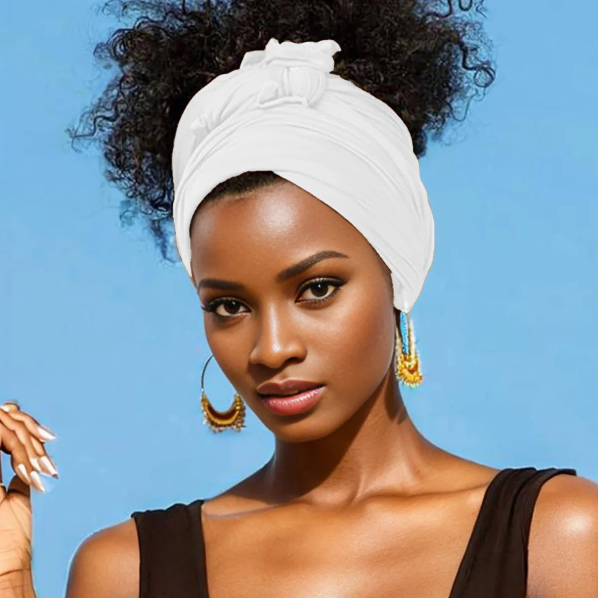 ExtraLong stretch jersey turban african solid color super soft breathable headband