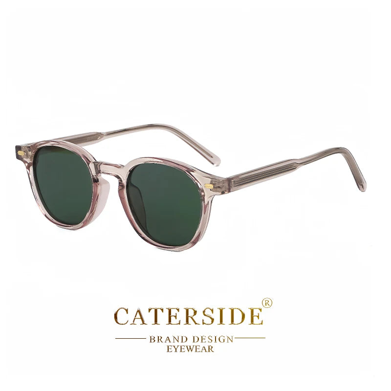 CATERSIDE Polarized Round Sunglasses Men TR Frame Core Insert Leg Sun Glasses Women Set Retro Driving Fishing Punk Eyewear UV400