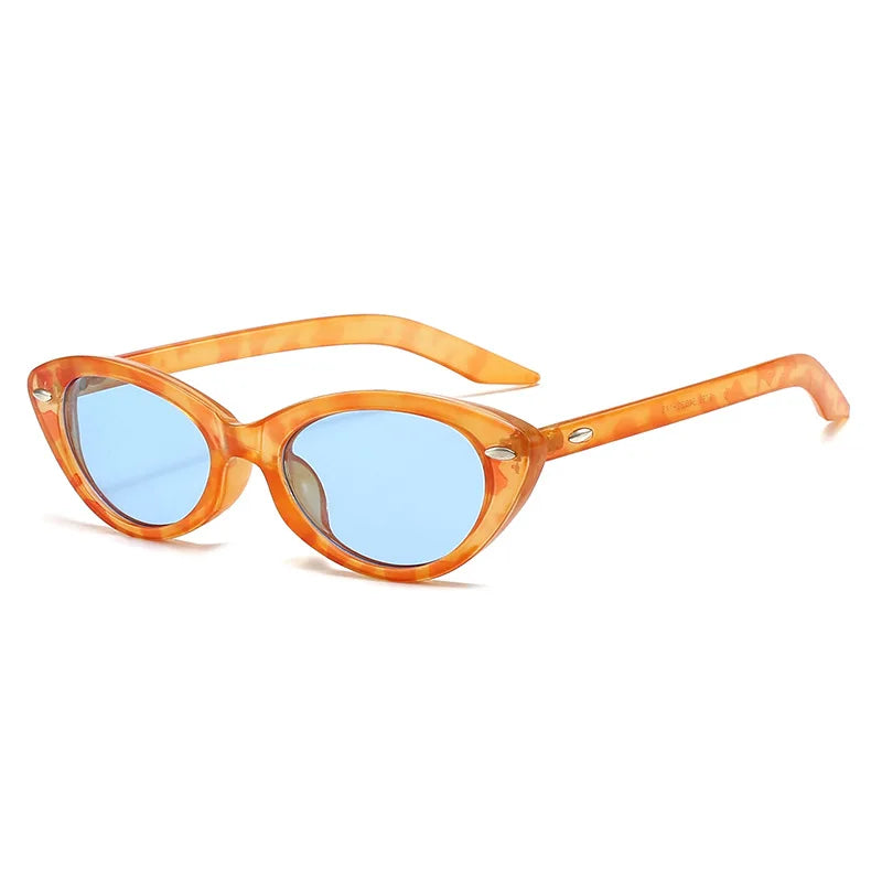 JNPCXI New Cat Eye Rivets Women Sunglasses Fashion Candy Color Shades UV400 Retro Men Trending Leopard Green Sun Glasses