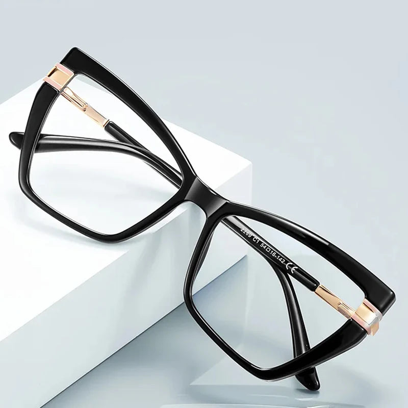 JNPCXI New TR90 Cat Eye Anti Blue Light Reading Glasses Women Trendy Gradient Color Myopia Prescription Photochromic Eyeglasses