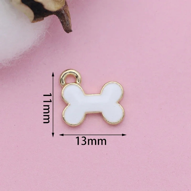 10Pcs Gold Plated Enamel Bone Charm Pendant for Jewelry Making Earrings Bracelet Necklace Accessories DIY Craft Findings