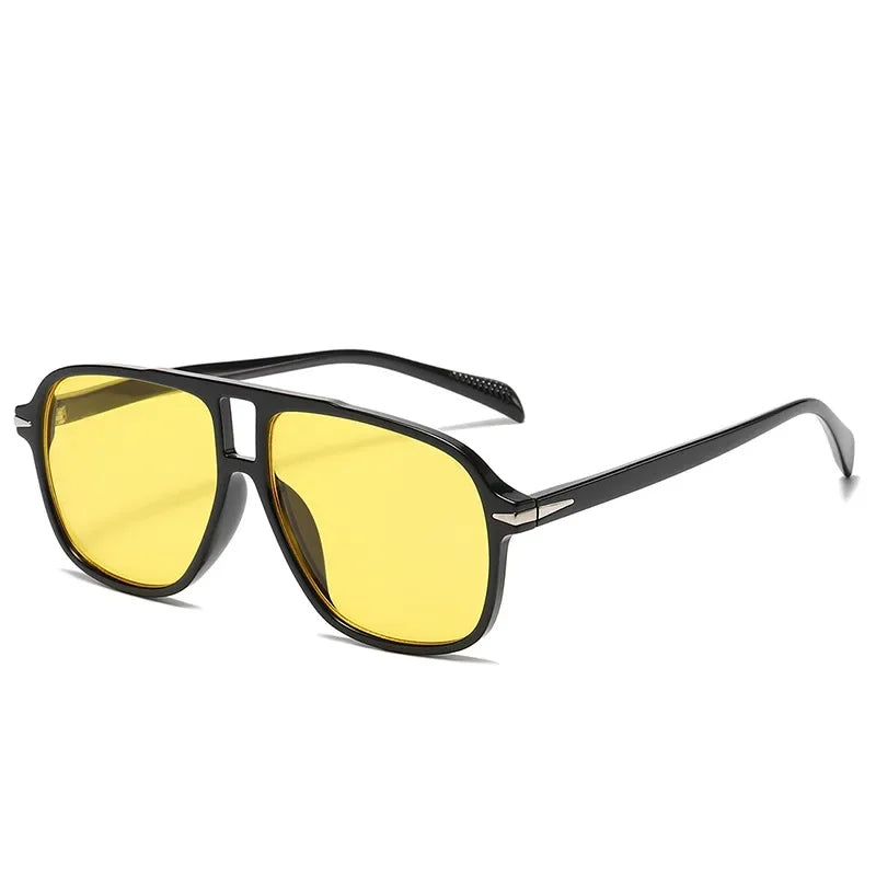 JNPCXI Retro Double Bridges Men Pilot Sunglasses UV400 Rivets Decoration Blue Lens Shades Women Trending Sun Glasses