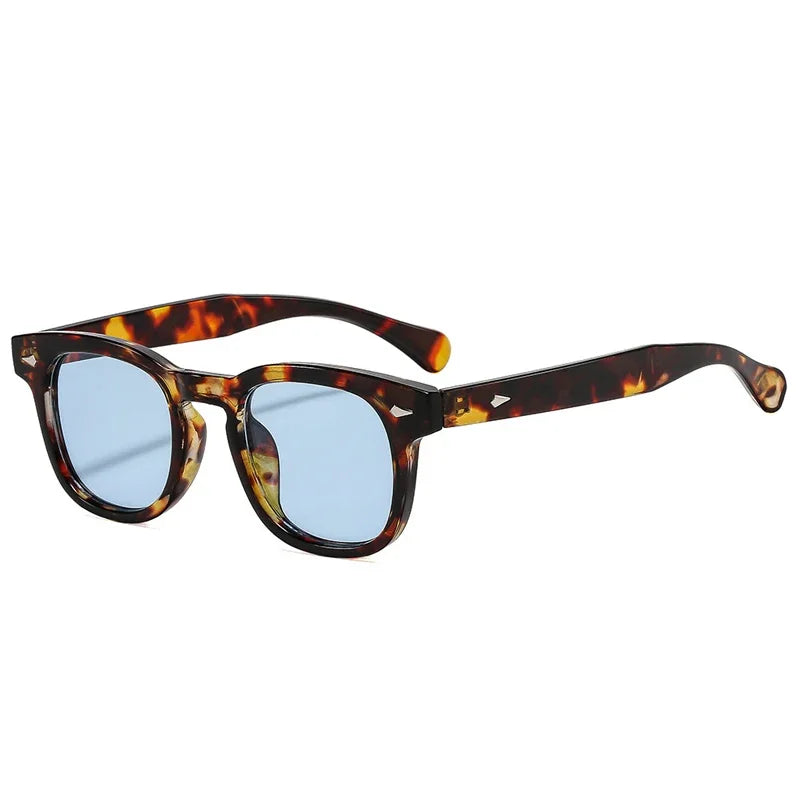 JNPCXI New Fashion Women Sunglasses Square Rivets Retro Orange Black Shades UV400 Clear Lens Frame