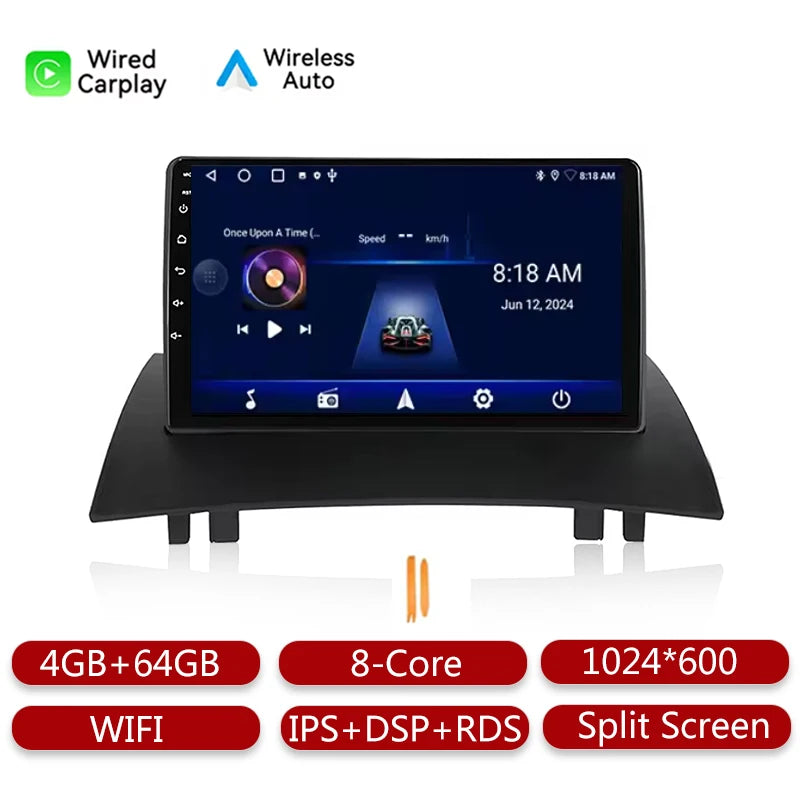 Android Radio For Renault Megane 2 2002-2009 Wireless Carplay Car Multimedia Player GPS Navigation 4G