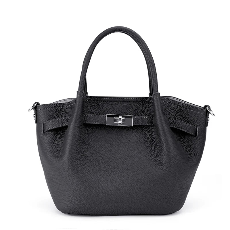 Fashionable Ladies' Genuine Leather Bucket Bag luxury designer handbags, top-grain leather commuting crossbody All-match Bag