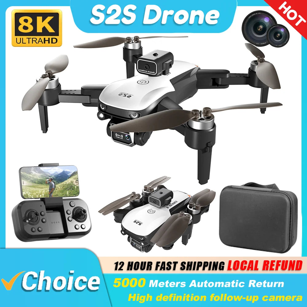 KBDFA S2S Mini Drone 4k 8K HD Camera Obstacle Photography Brushless Motor
