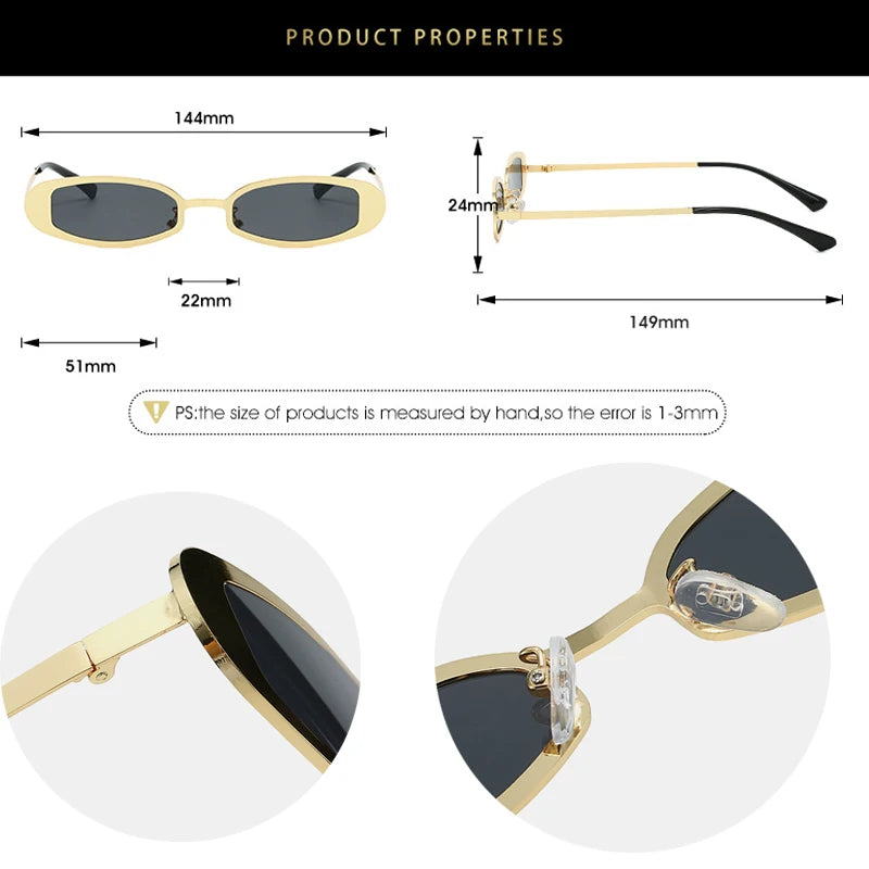 JNPCXI New Retro Small Oval Metal Women Sunglasses Shades UV400 Retro Punk Men Clear Lens Frame