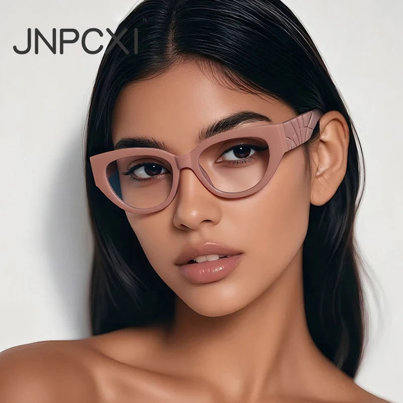 JNPCXI Men and Women Anti Blue Glasses Classic Cat Eye Glasses Myopia Prescritption Computer Eyewear