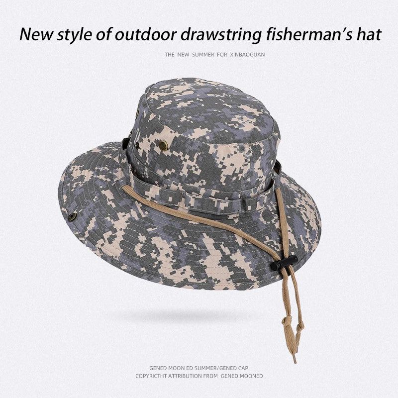 New spring and summer outdoor fisherman hats for men. Fishing andmountaineeringtacticalhatswithcamouflagelargebrims,brea