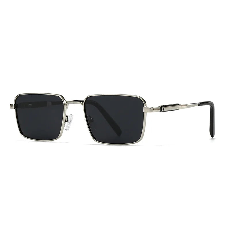JNPCXI Polarized Fashion Rectangle Sunglasses Women Retro Tea Tea Rivets Men Punk Sun Glasses Shades UV400