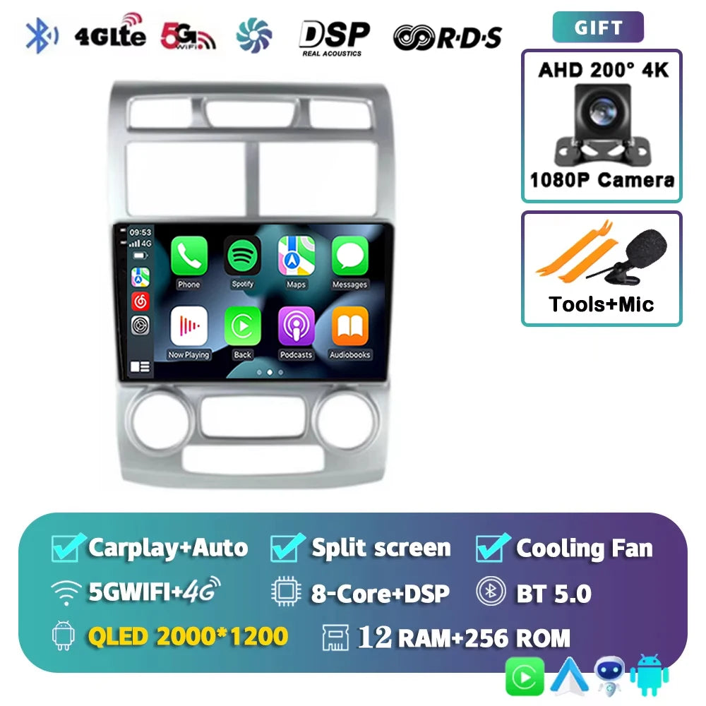 For Kia Sportage 2 2004 2005 2006 2007 - 2010 2K 12+256 QLED Android 16 CarPlay Car Radio Multimedia Video Player GPS stereo 4G