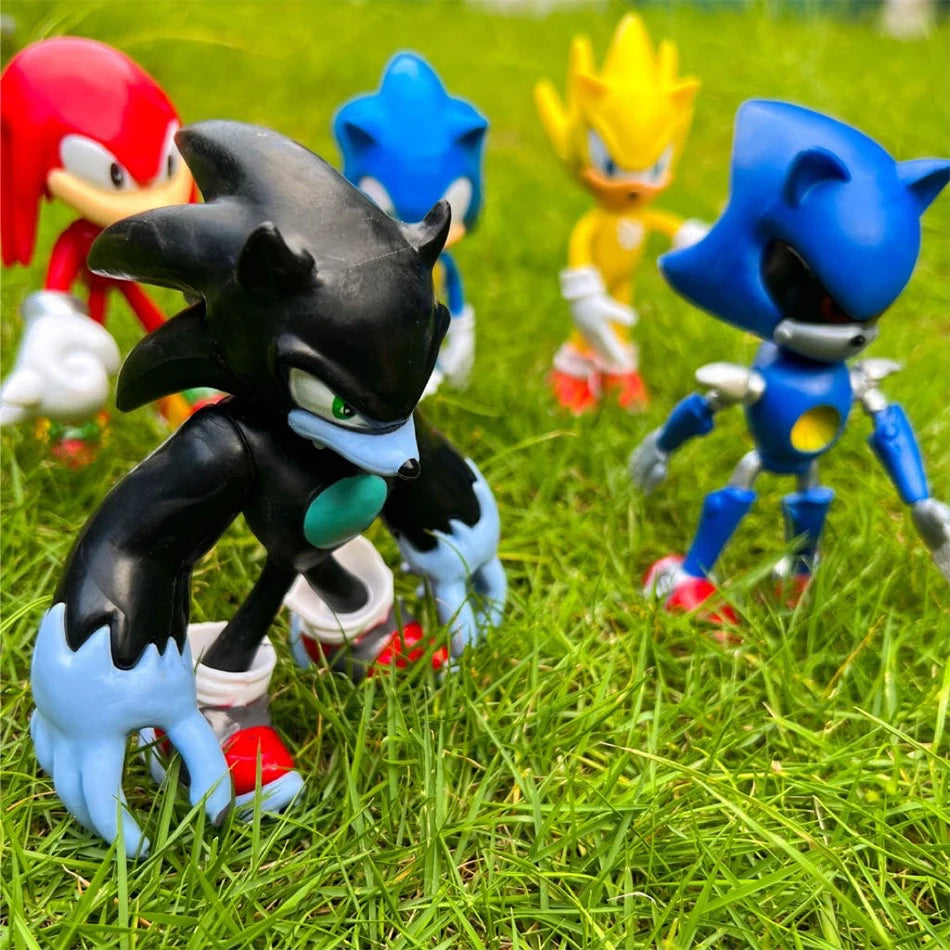 5pcs Set Cute Sonic PVC Character Toy Hedgehog Shadow Tail Figure 14cm Model