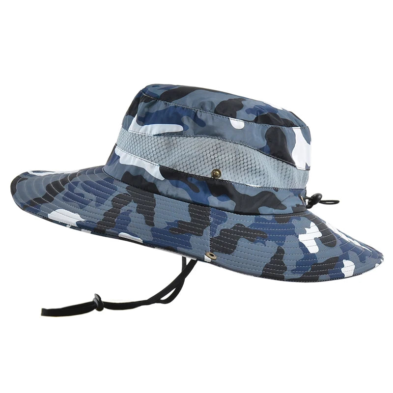 Xinbaoguan 100% Polyester 9018 Outdoor Fisherman Hat Leisure Jungle Round Edge Mesh Hat Mountaineering Fishing Camo Benni Hat