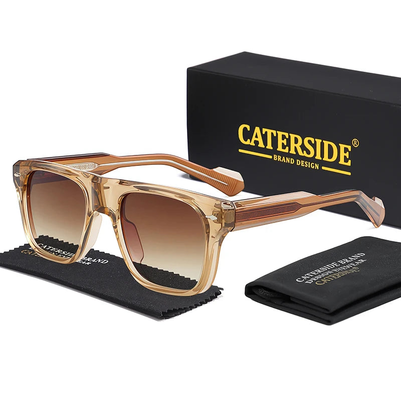 CATERSIDE Retro Sunglasses Men's Large Frame Propionic Core Insert Temple Sun Glasses Women's Party Outdoor Travel Eyewear