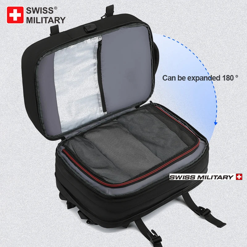 SWISS MILITARY Expandable Men Backpack Waterproof 15.6in Travel Laptop Backpack
