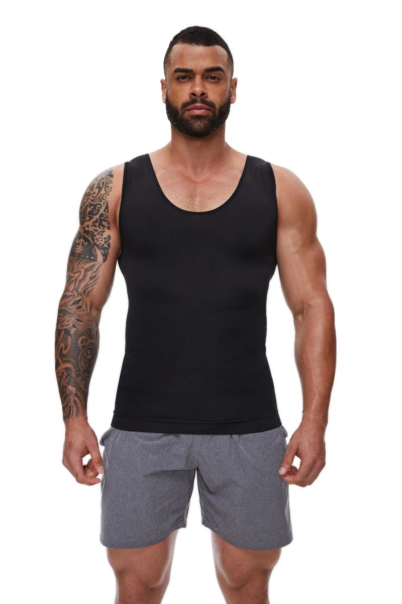 3PC Black Men Compression Shirt Tummy Control Slim Vest Waist Trainer Workout