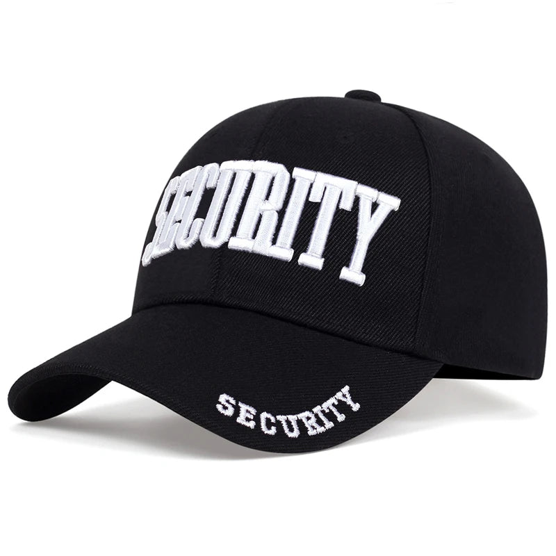 SECURITY Letter Embroidery Baseball Cap, USA Men Dad Hat Cotton, Snapback Hats