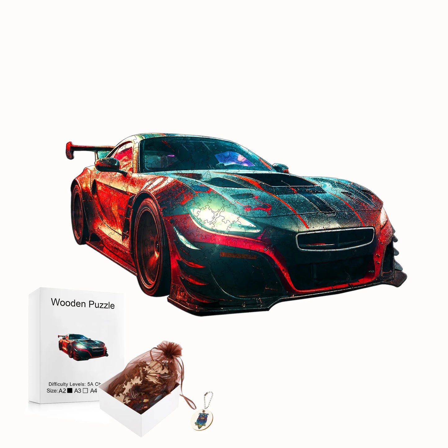 Classic Racing Car Wooden Jigsaw Puzzle Unique Shaped Wooden Decoration Christmas and Halloween Gift Toy For Teen And Kid