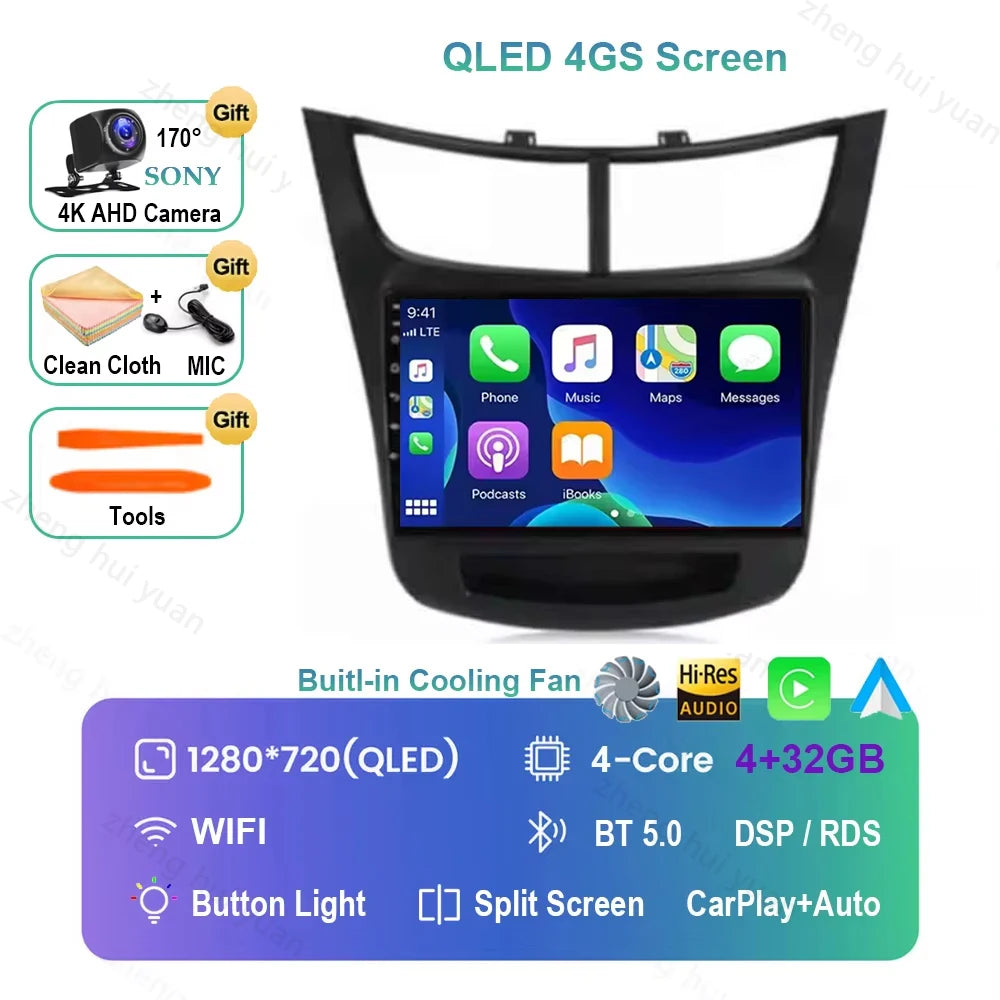 Android 16 CarPlay Auto Car Radio Multimedia navigation video Autoradio Stereo For Ch For Chevroletevrolet Sail Aveo 2015 - 2019