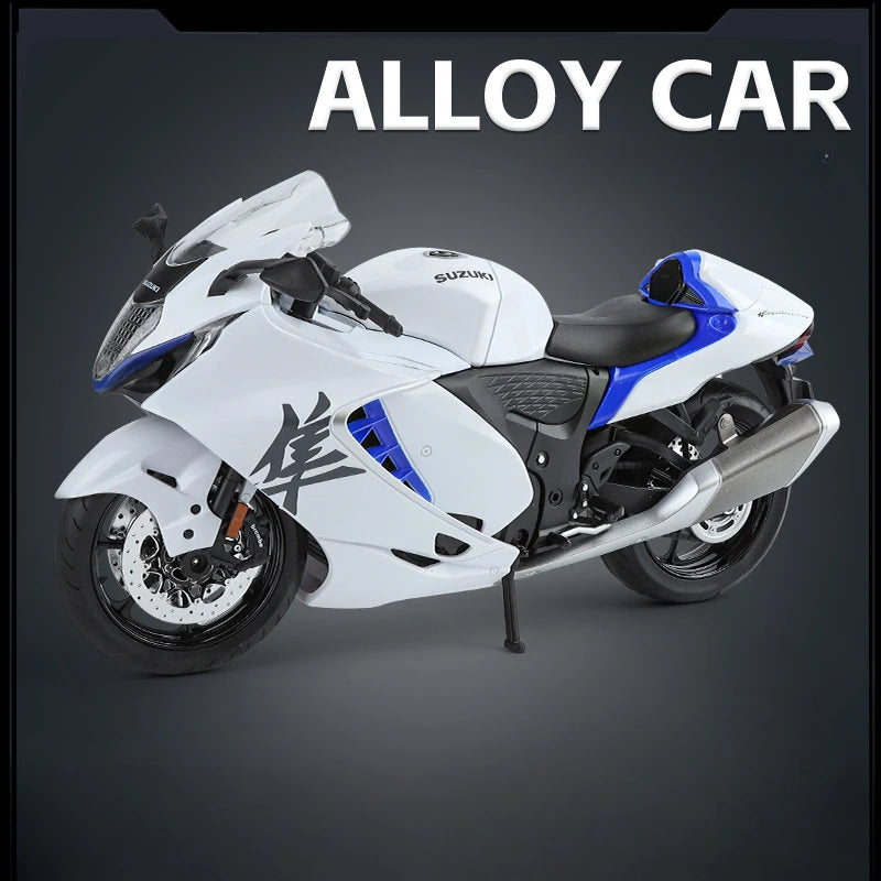 1:9 Suzuki Hayabusa GSX-1000R Motorcycles 2022 Alloy Models Car Toys Diecast Vehice Front Wheel Steering Lighting for Boys Gifts