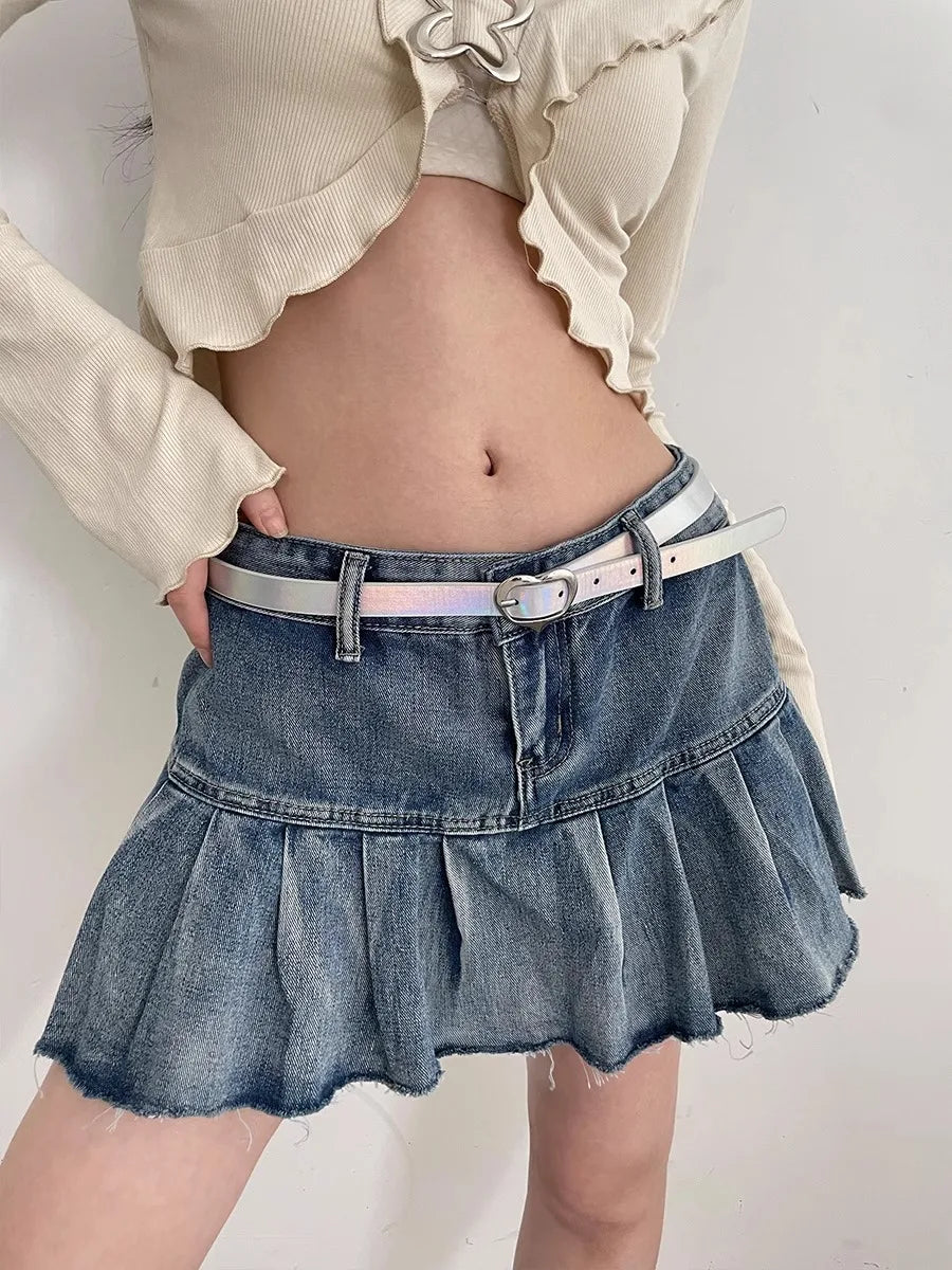 Y2k Thin Waist Belt With Pink Heart Decoration Millennium Sexy Girl Style Subculture Belt For Women 2025 New Korean Version