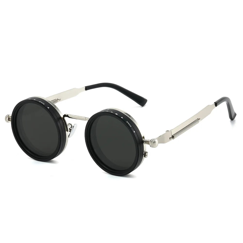 JNPCXI New Vintage Round Punk Men Sunglasses Shades UV400 Fashion Women Adjustable Dimming Outdoor Sun Glasses