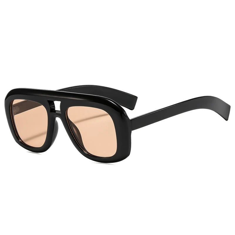 JNPCXI New Retro Double Bridges Square Sunglasses Women Fashion Red Gradient Shades UV400 Men Trending Sun Glasses