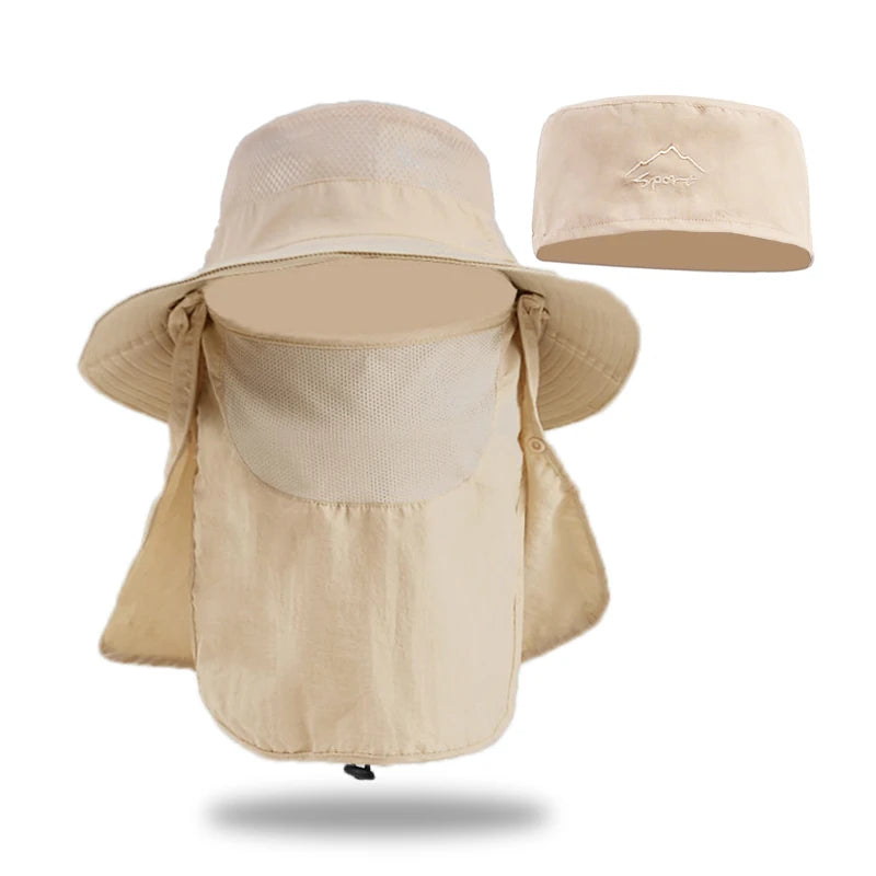 Xinbaoguan 100% Nylon 9216 Men's and Women's Summer Outdoor Face Covering and Sunscreen Fishing Hat with Large brim Sunshade Hat
