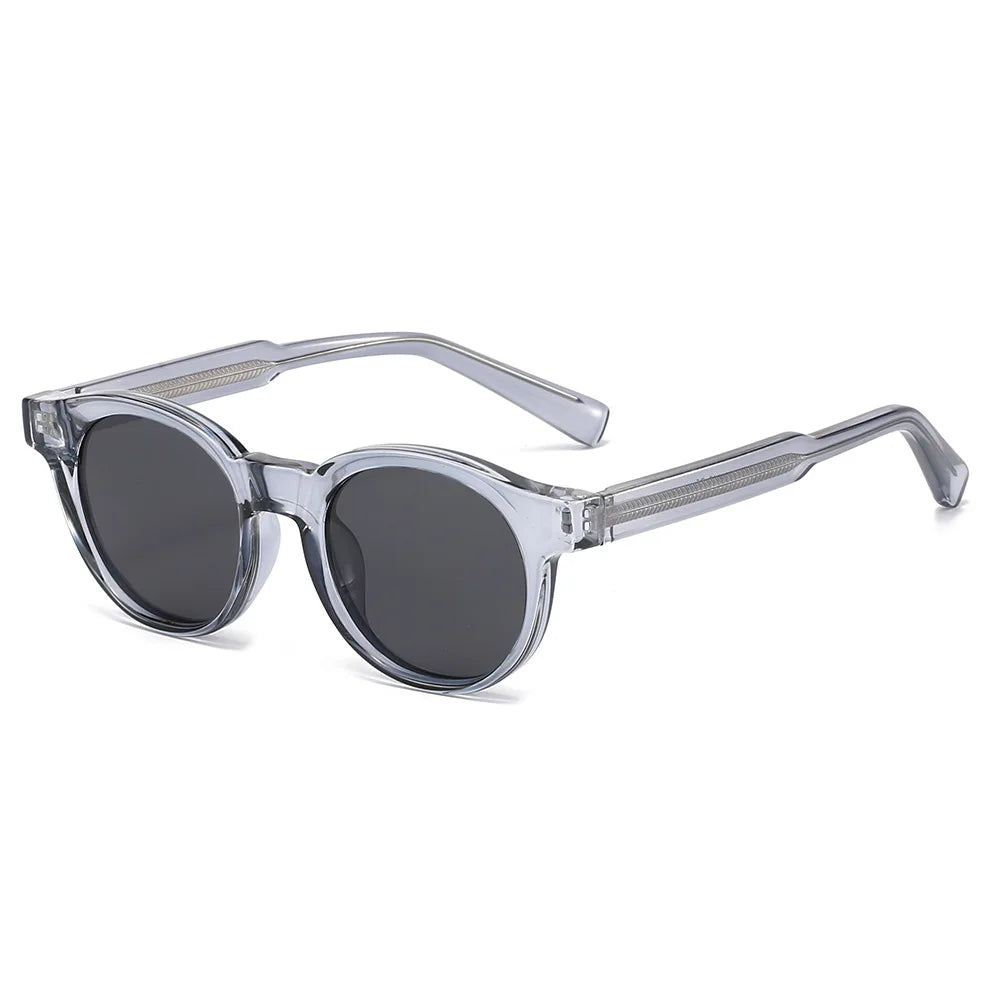JNPCXI New Round TR90 Contrast Color Women Sunglasses Retro Rivets Punk Men Sun Glasses Gray Shades UV400