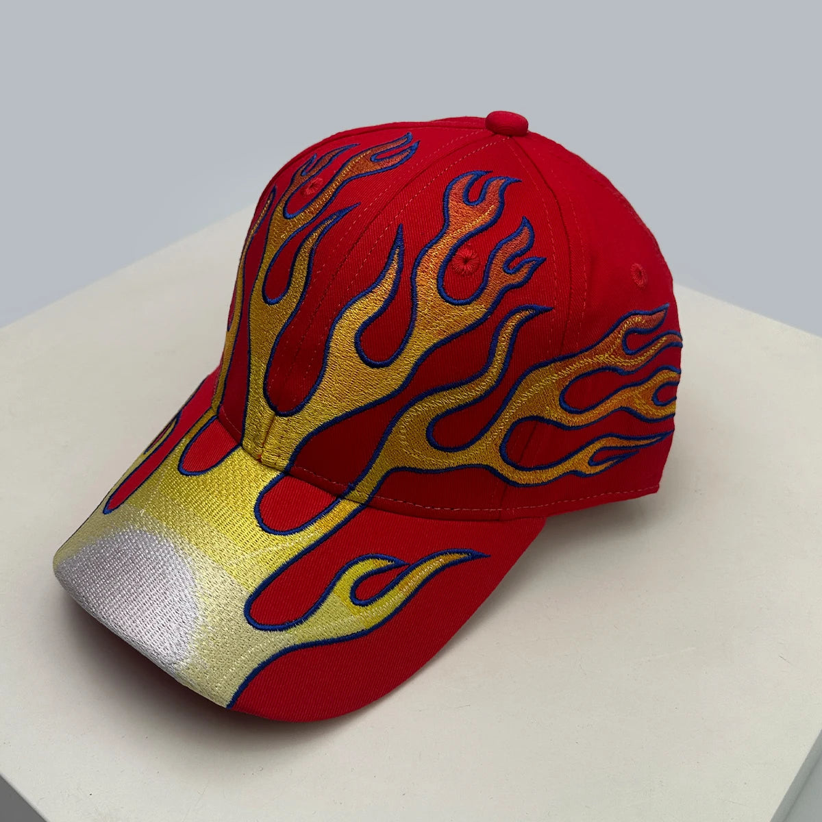 New Unisex Hip Hop Letter Flame Flag Baseball Hats Sunshade Personal Versatile Color Block Peaked Caps Niche Fashion Retro ins