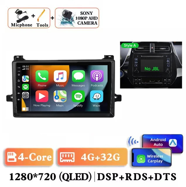 Android 15 Car Radio For Toyota Prius XW50 2015 - 2020 AI Voice Wireless Carplay Multimedia Video Player Navigation GPS Stereo